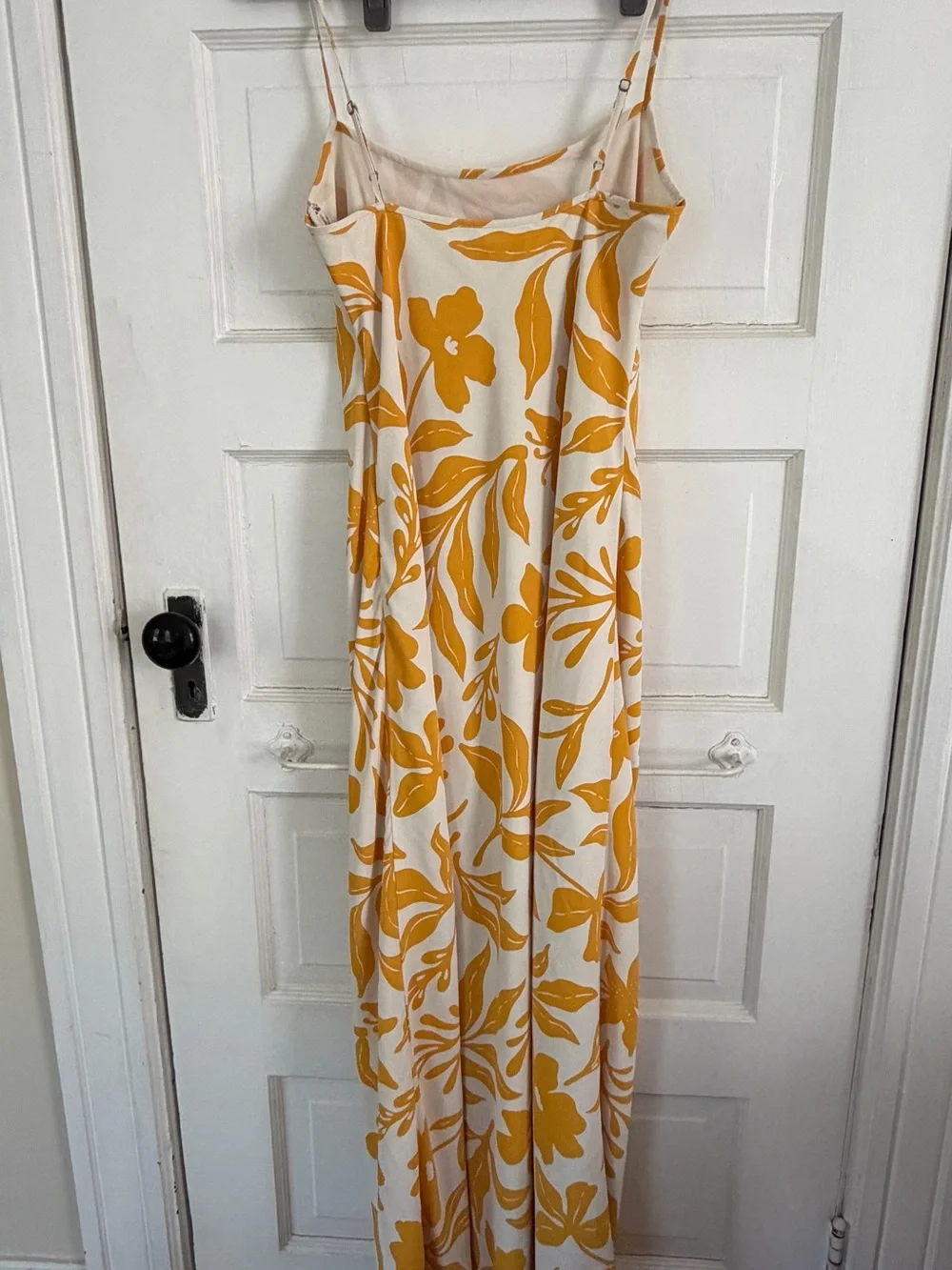 Abercrombie & Fitch White Maxi Slip Dress with Yellow Floral Print